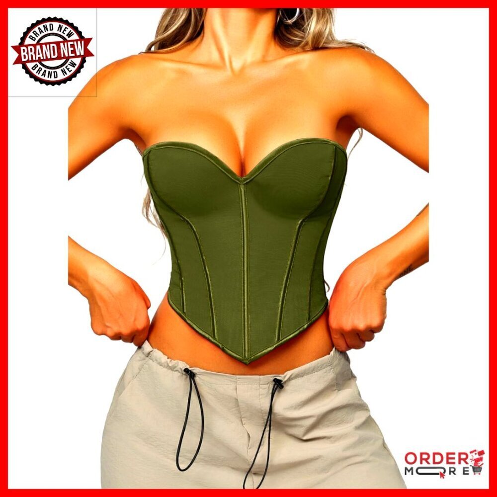 Heart Corset Top Strapless Bustier Y2K Chic Concert Rave Party Wear - Picture 1 of 7